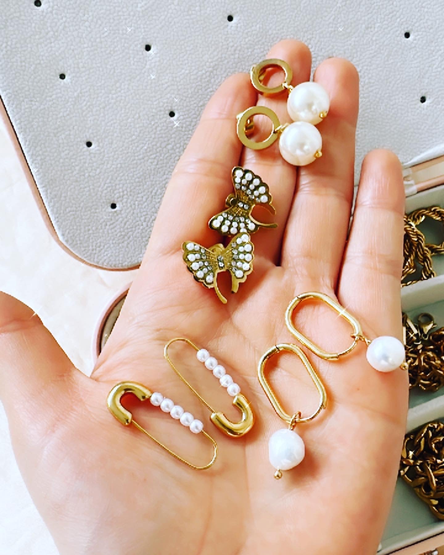 White Pearl Hook Earrings
